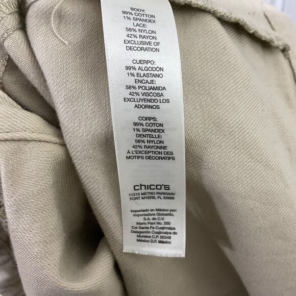 Chico's Platinum Jacket Taupe Gold Lace Overlay Open Front Size 3 ( X- Large ) - Picture 5 of 11